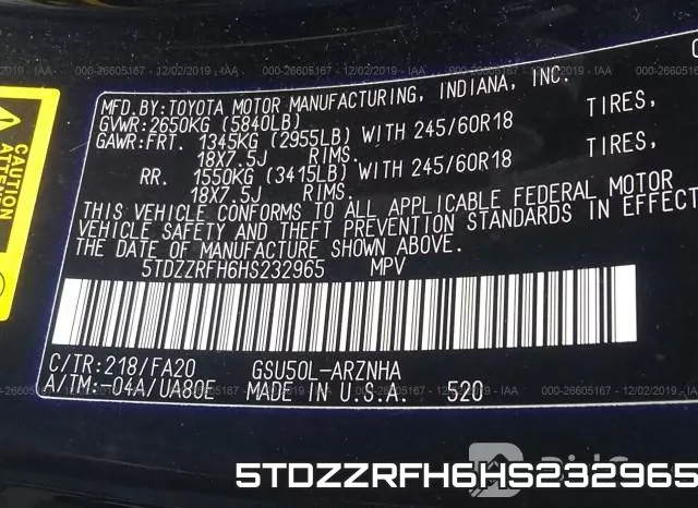 5TDZZRFH6HS232965