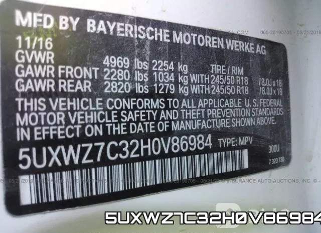 5UXWZ7C32H0V86984