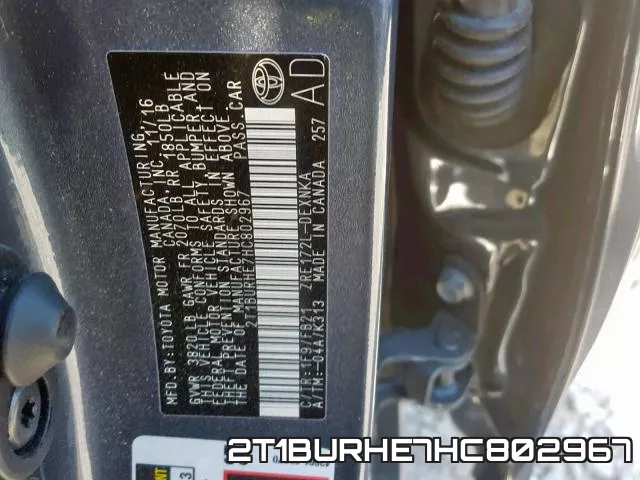 2T1BURHE7HC802967