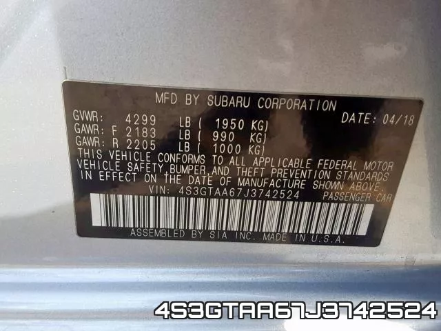4S3GTAA67J3742524