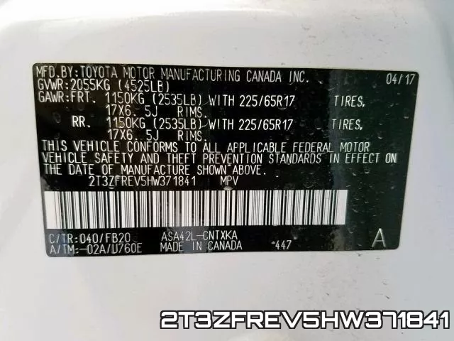 2T3ZFREV5HW371841