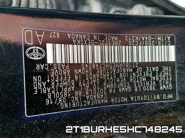 2T1BURHE5HC748245