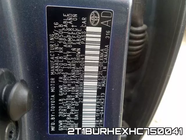 2T1BURHEXHC750041