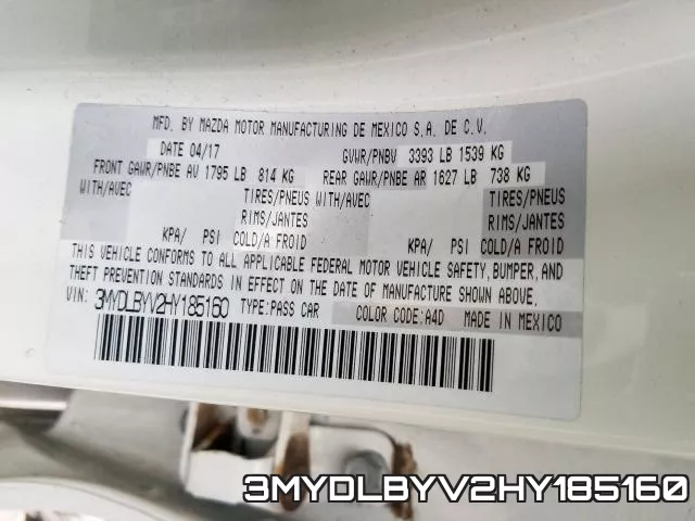 3MYDLBYV2HY185160