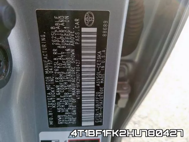 4T1BF1FK2HU780427