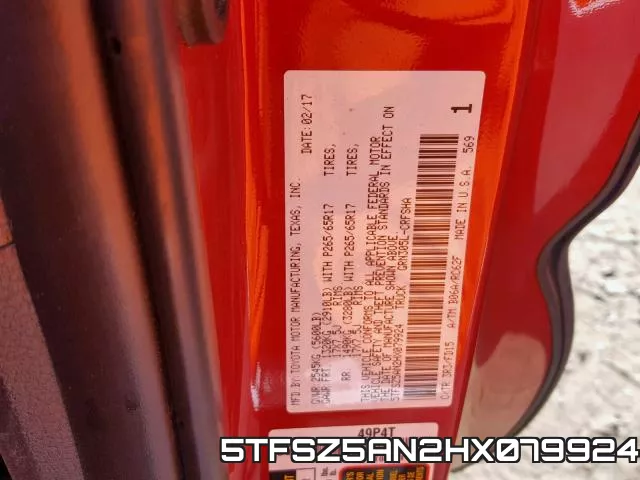5TFSZ5AN2HX079924