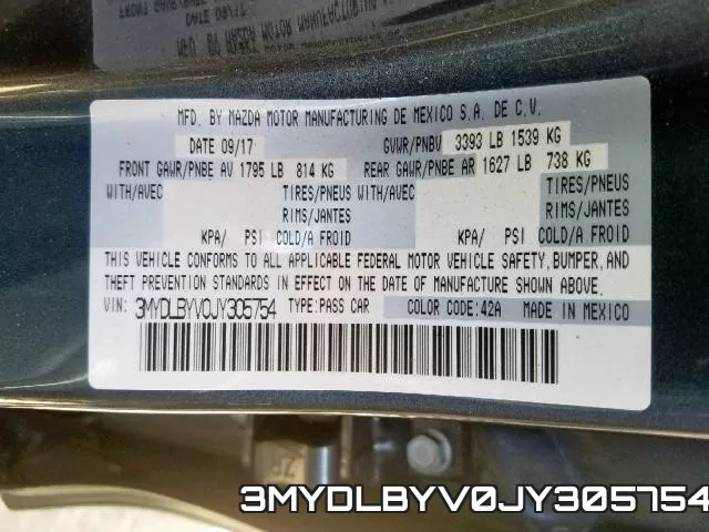 3MYDLBYV0JY305754