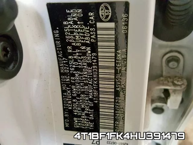 4T1BF1FK4HU391479