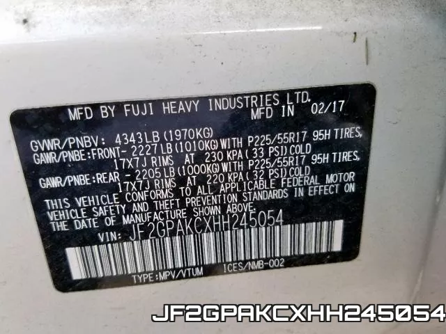 JF2GPAKCXHH245054