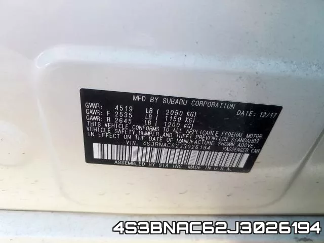 4S3BNAC62J3026194