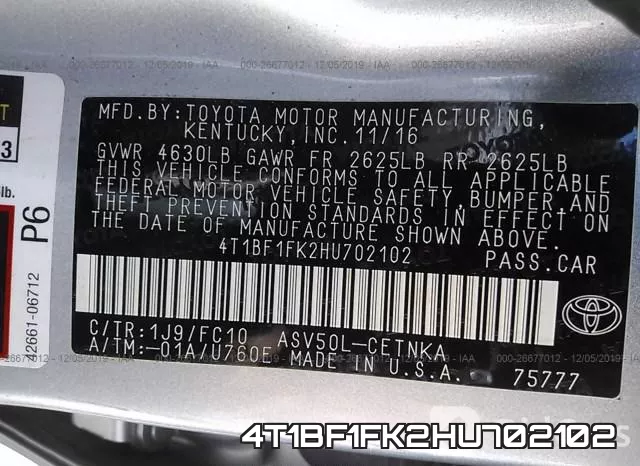 4T1BF1FK2HU702102