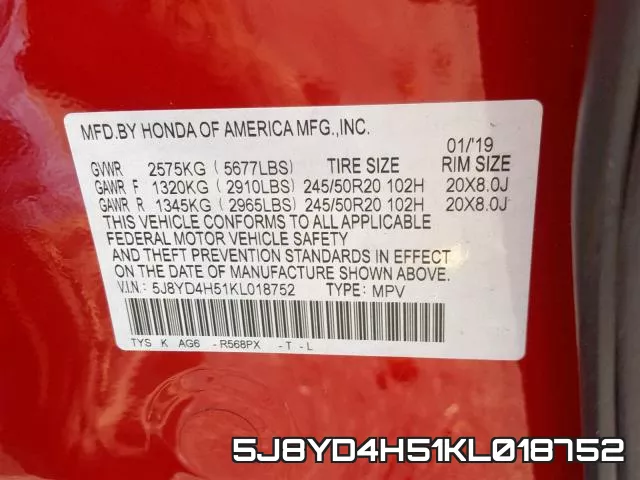 5J8YD4H51KL018752