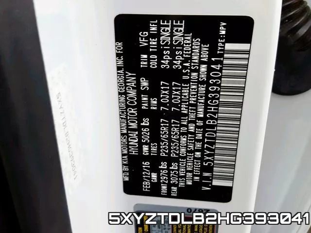 5XYZTDLB2HG393041