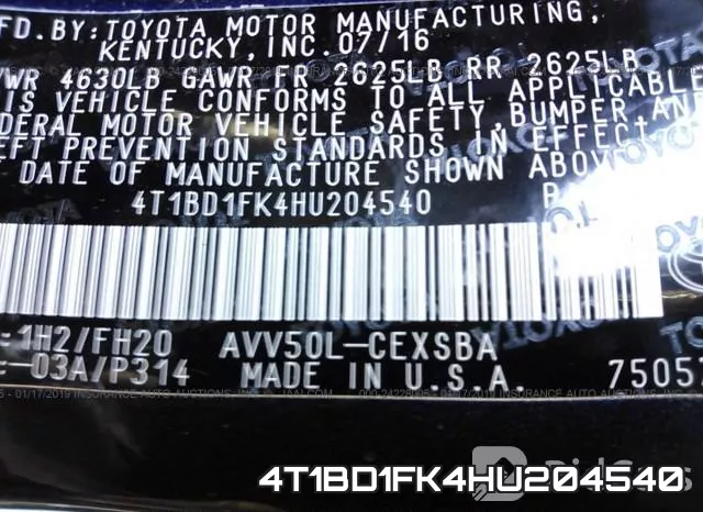4T1BD1FK4HU204540