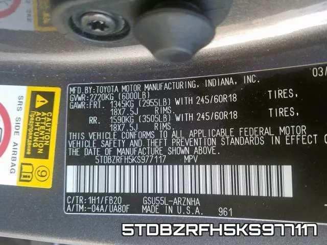 5TDBZRFH5KS977117