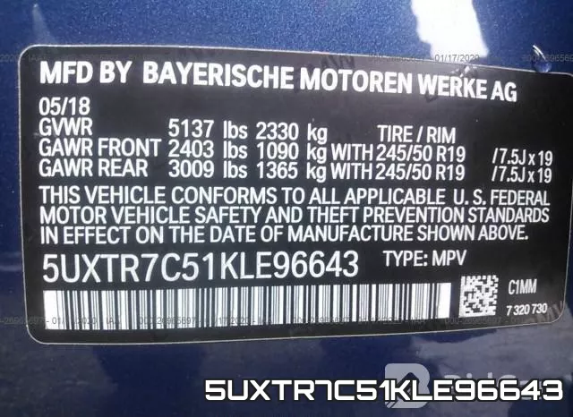 5UXTR7C51KLE96643