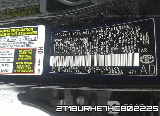 2T1BURHE7HC802225