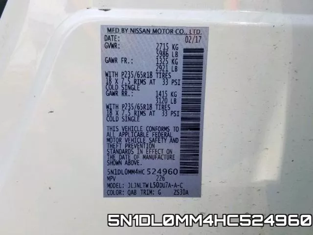 5N1DL0MM4HC524960