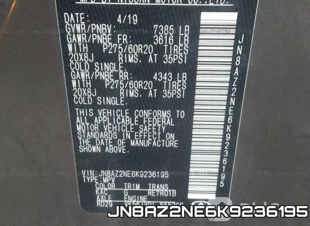 JN8AZ2NE6K9236195