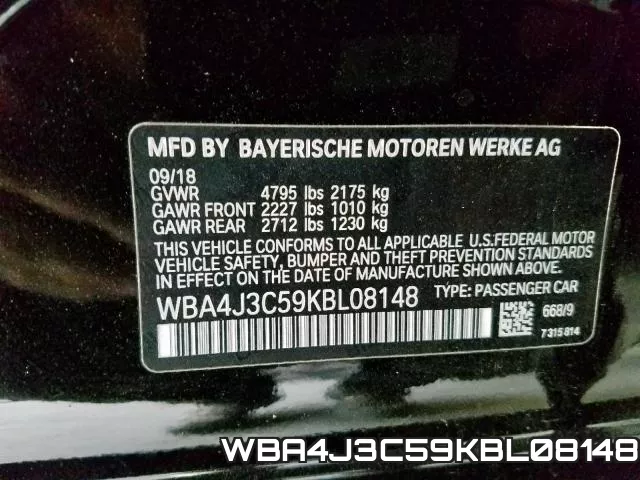 WBA4J3C59KBL08148