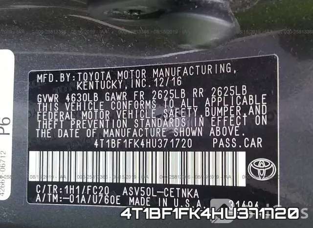 4T1BF1FK4HU371720