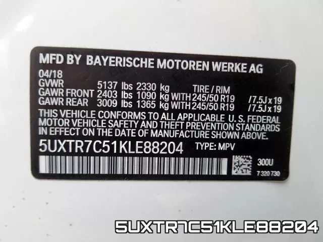 5UXTR7C51KLE88204