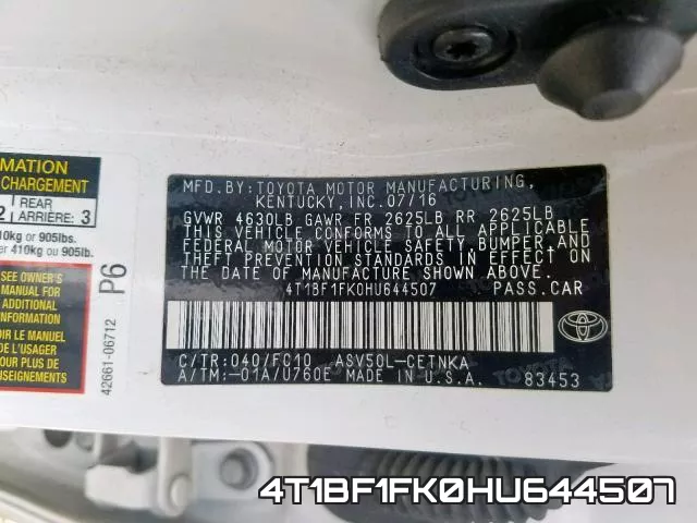 4T1BF1FK0HU644507