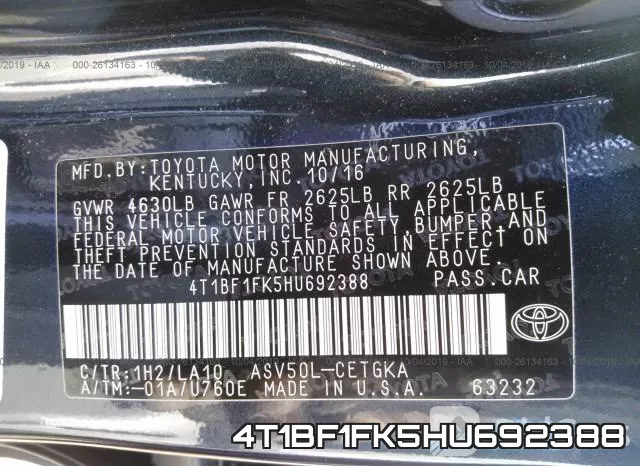 4T1BF1FK5HU692388
