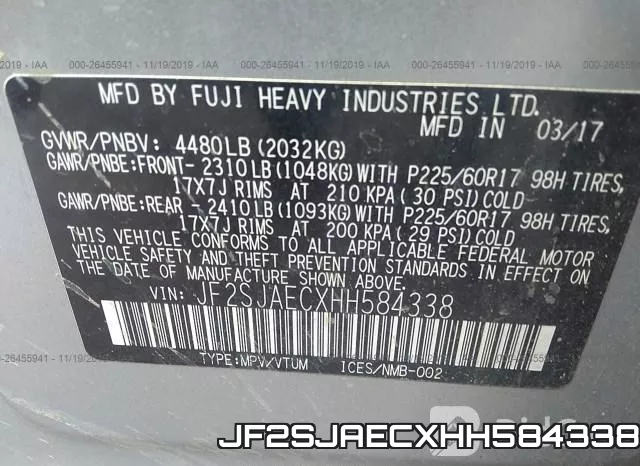 JF2SJAECXHH584338