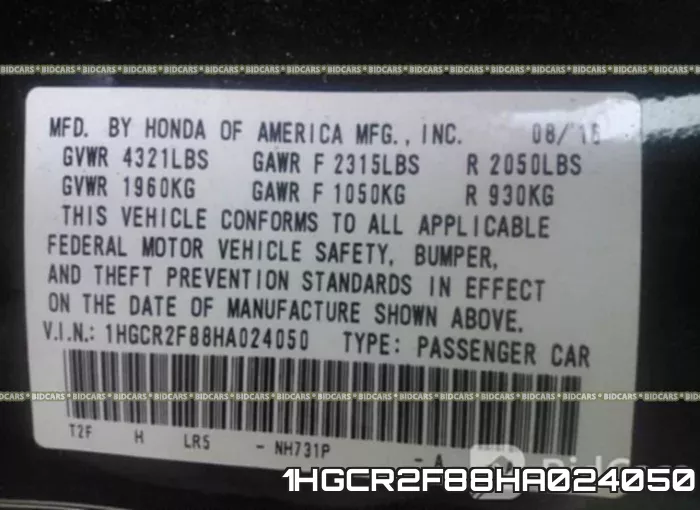 1HGCR2F88HA024050