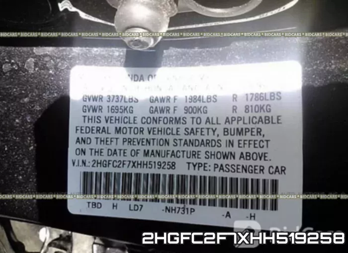 2HGFC2F7XHH519258
