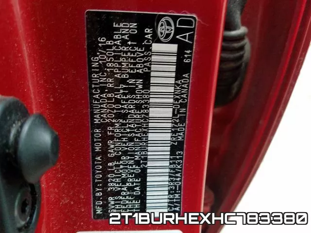 2T1BURHEXHC783380