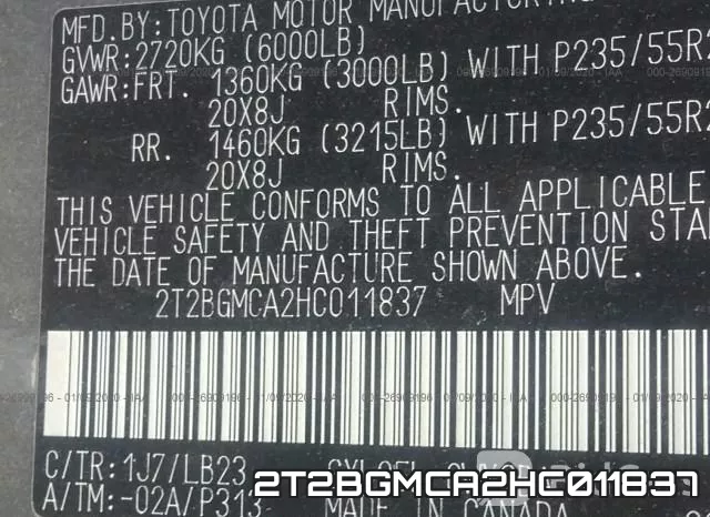 2T2BGMCA2HC011837