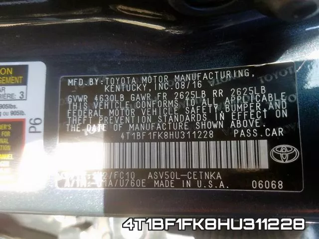 4T1BF1FK8HU311228