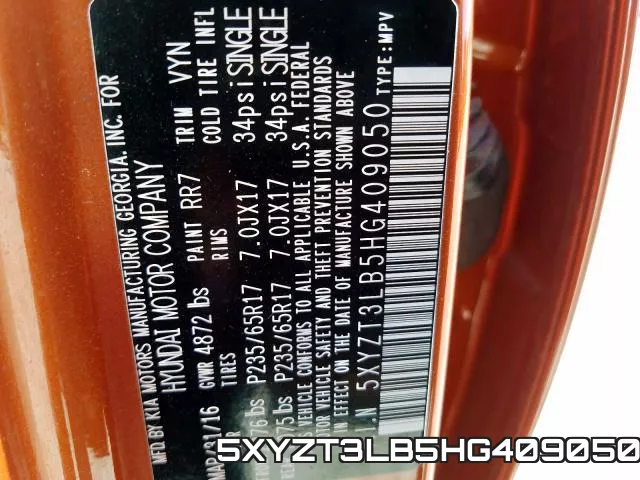 5XYZT3LB5HG409050