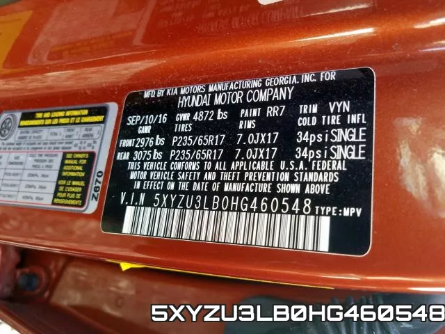 5XYZU3LB0HG460548