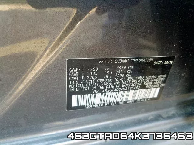 4S3GTAD64K3735463