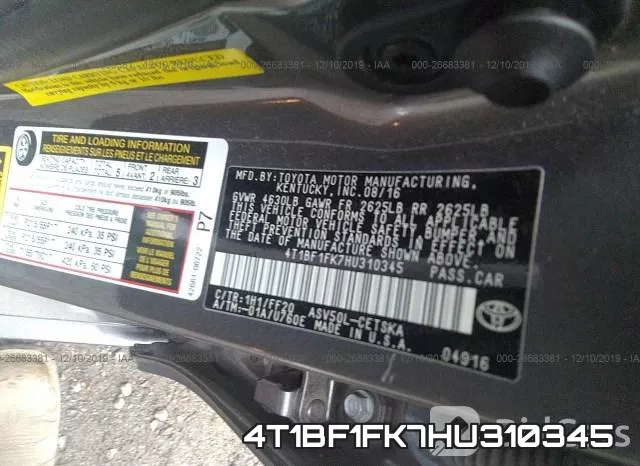 4T1BF1FK7HU310345