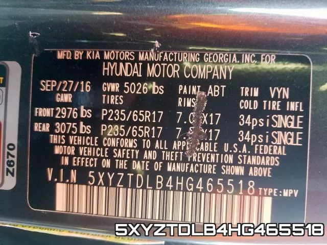 5XYZTDLB4HG465518