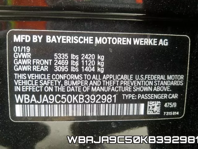 WBAJA9C50KB392981