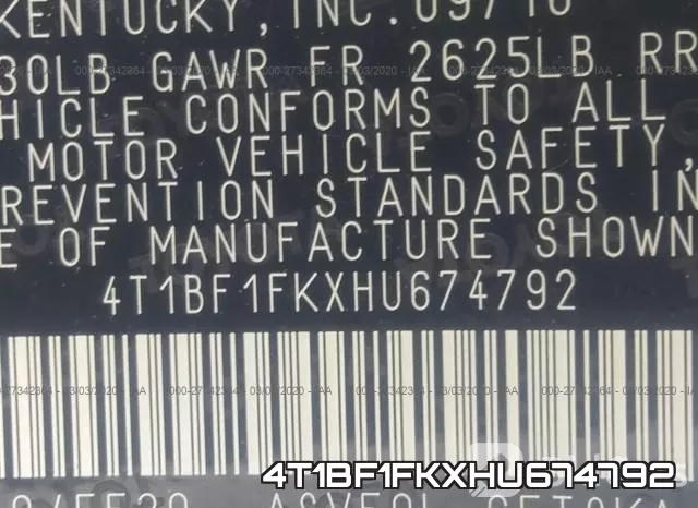 4T1BF1FKXHU674792