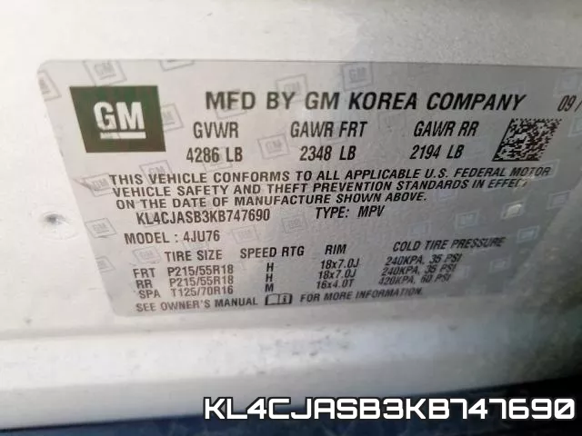 KL4CJASB3KB747690