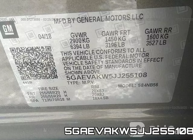5GAEVAKW5JJ255108