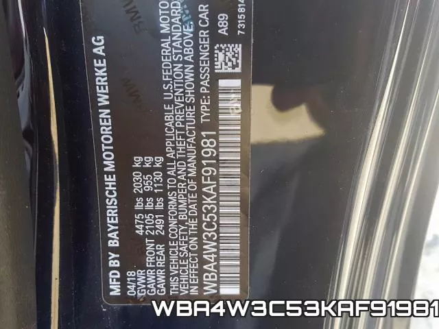 WBA4W3C53KAF91981