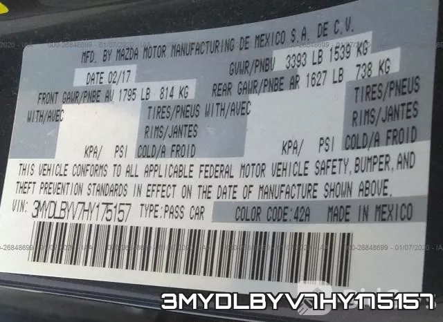 3MYDLBYV7HY175157