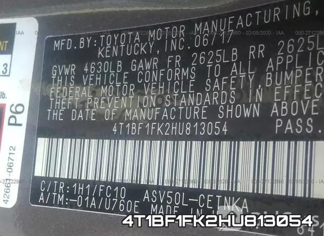4T1BF1FK2HU813054