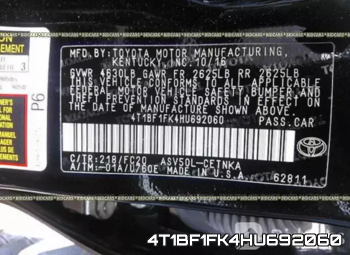 4T1BF1FK4HU692060