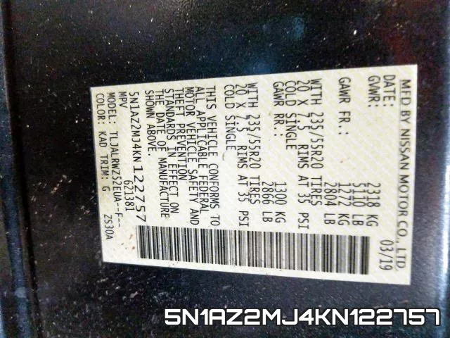 5N1AZ2MJ4KN122757