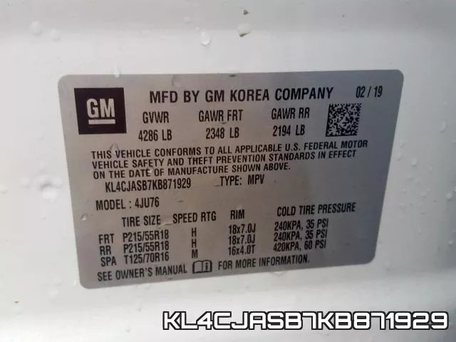 KL4CJASB7KB871929