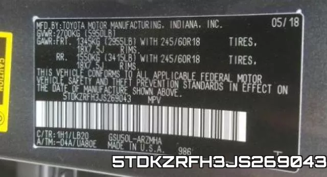 5TDKZRFH3JS269043